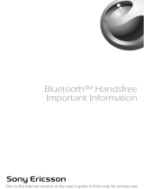 Sony Ericsson BLUETOOTH HANDSFREE Omistajan opas